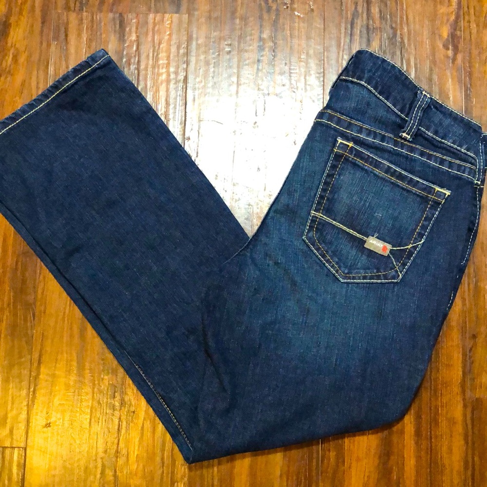 Artist 32x28 Mid Rise bootcut fire resistant denim blue work jeans EUC
